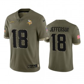 Miesten Minnesota Vikings NFL Pelipaita Justin Jefferson 18 Olive 2022 Salute To Service